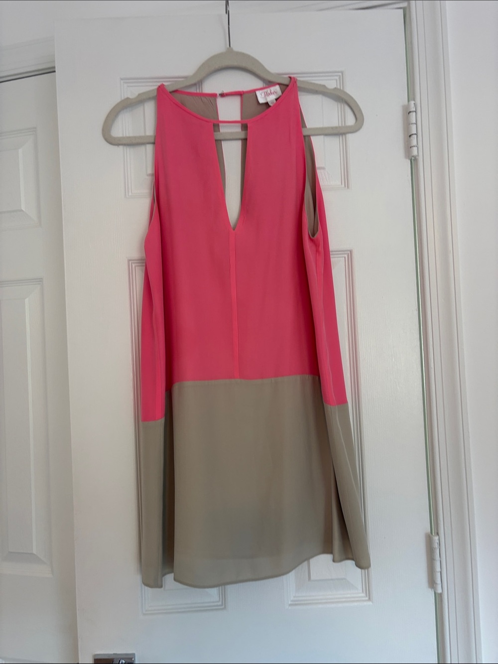 Lush Hot Pink and Taupe Colorblock Sleeveless Tunic